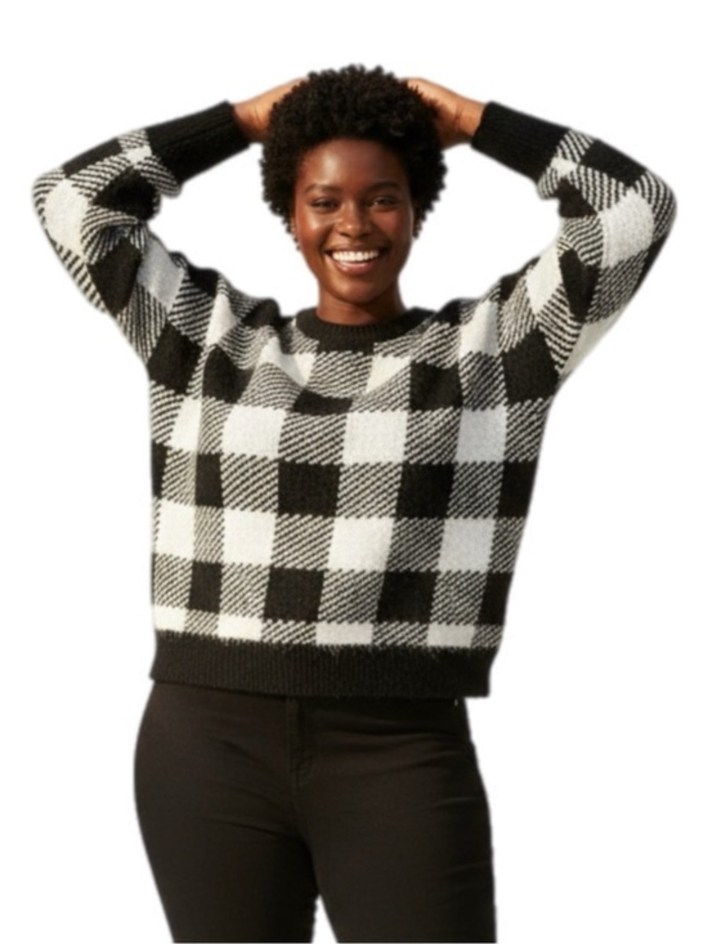 Vince Camuto Black and White Crew Neck Sweater